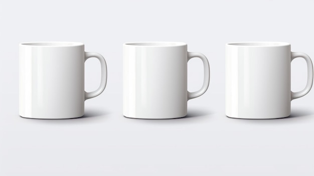 Vector three white mugs that say  four  one of which is white