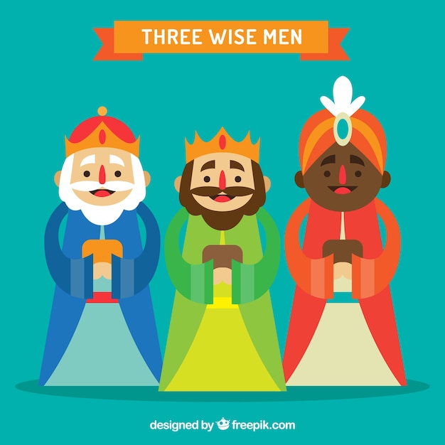 The three wise men in flat design