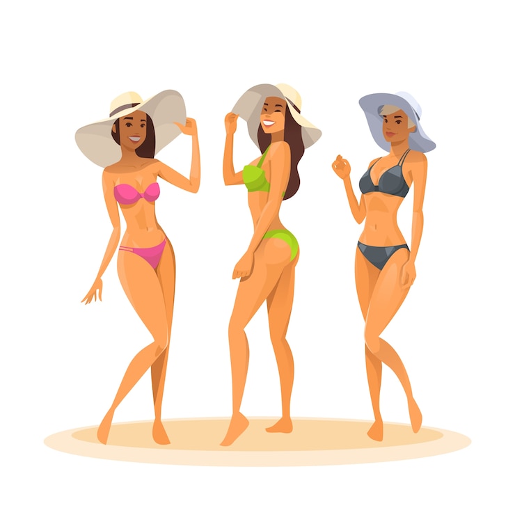 Vector three woman in bikini