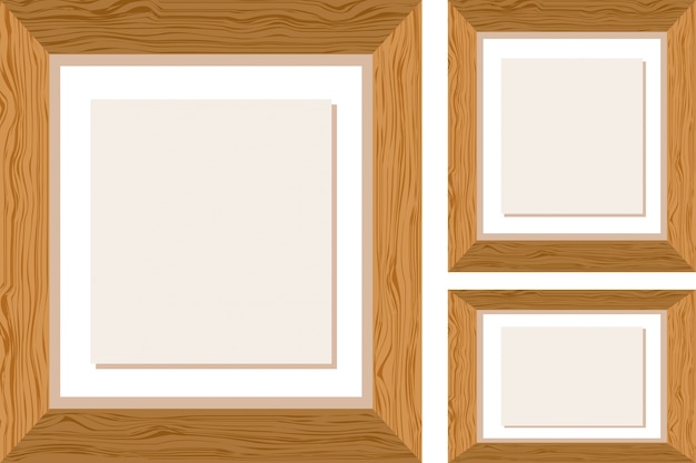 Three wooden frames in different sizes