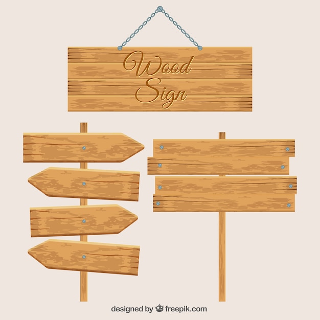 Vector three wooden signs