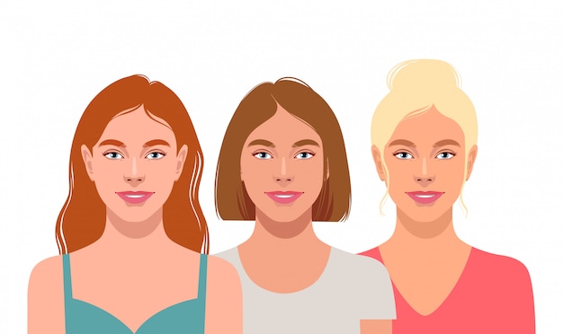 Vector three young attractive women