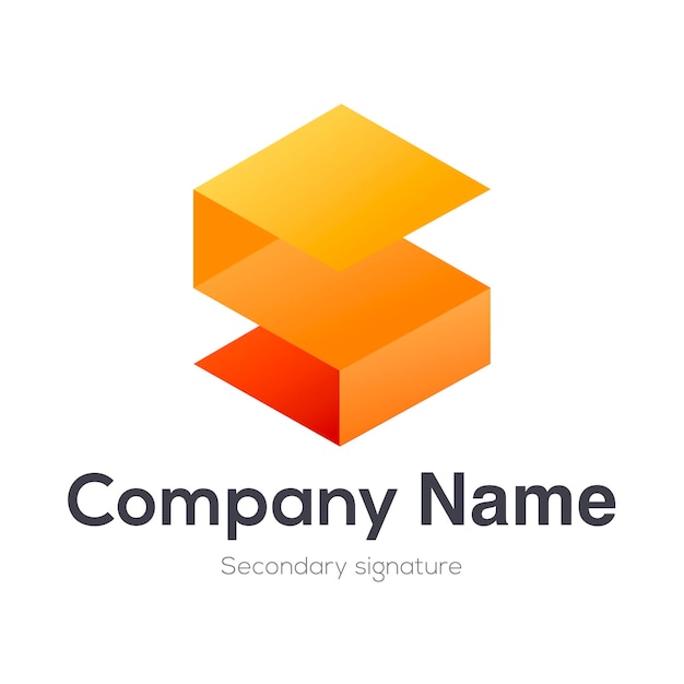 Premium Vector | Threedimensional flat orange letter s logo