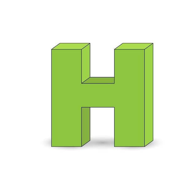 Vector threedimensional image of the letter h the simulated 3d volume