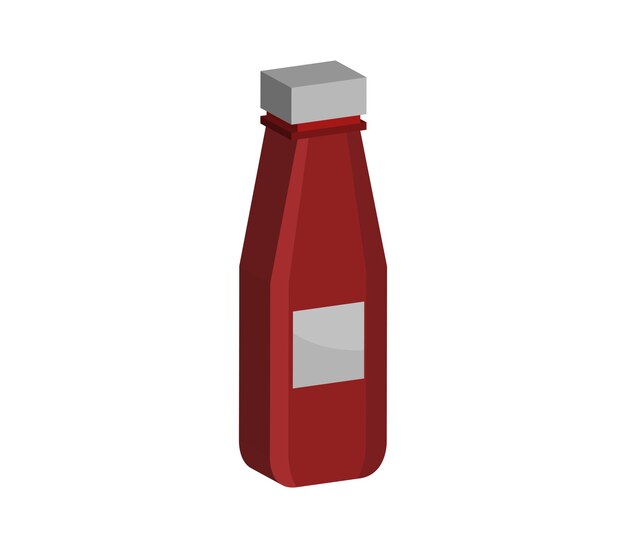 Vector threedimensional ketchup bottle