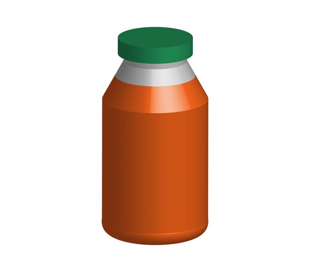 Vector threedimensional orange juice bottle