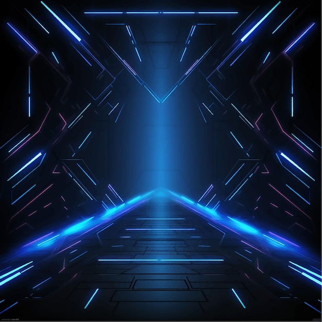 Threedimensional stage render virtual lines neon perspective glowing show future futuristic