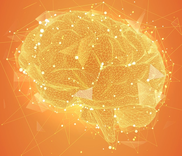 Threedimensional 벡터 사이버 두뇌 신경망 메가 데이터 처리 템플릿 인터페이스 디자인