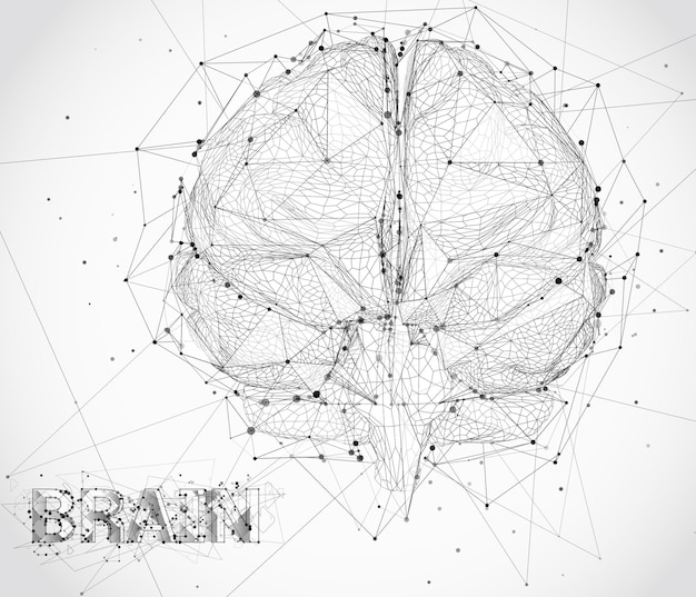 Elaborazione dei megadati della rete neurale del cervello cyber tridimensionale vettoriale