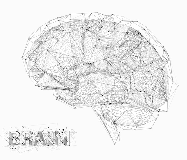 Elaborazione dei megadati della rete neurale del cervello cyber tridimensionale vettoriale