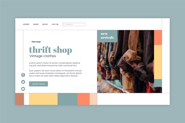 Vector thrift shop sale landing page template