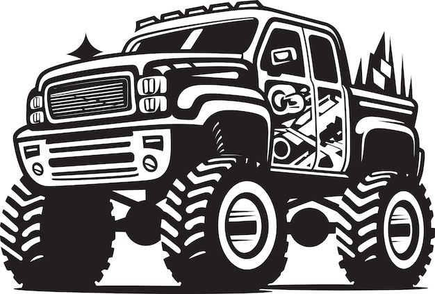 モンスター・トラック・ターボ・タイタン・トラック アイコンデザインのスリル・スラッシャー・ロゴ