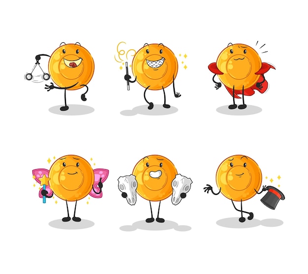 Throat lozenges magic group character cartoon mascot vector