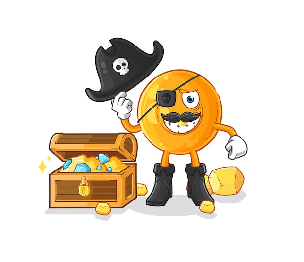 Throat lozenges pirate with treasure mascot cartoon vector