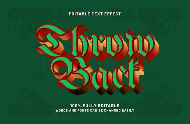 throw back 3d editable text effect