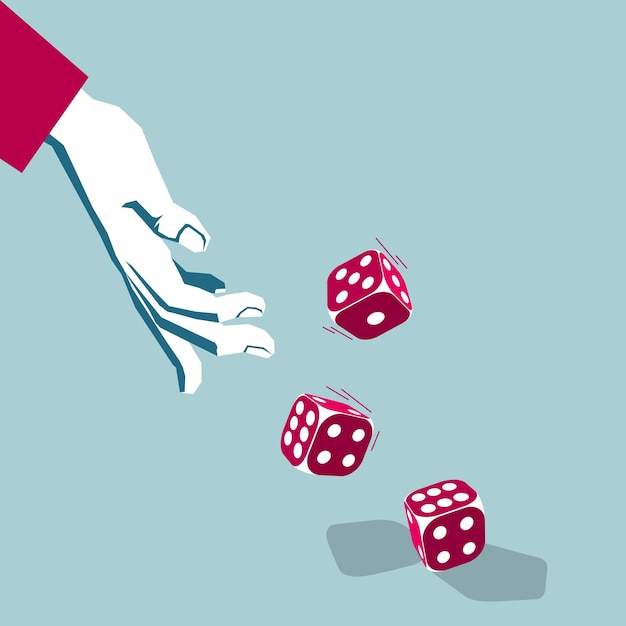 Vector throw the dice. isolated on blue background.