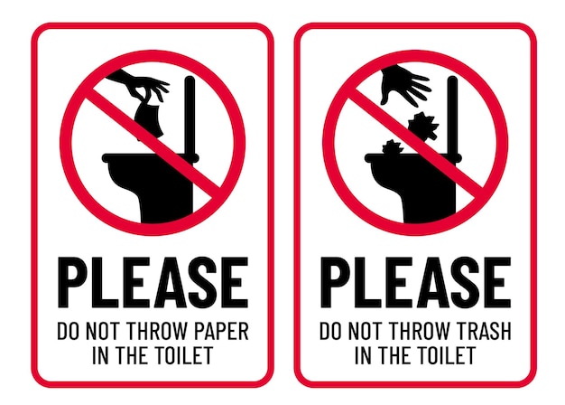 Vector do not throw paper in the toilet print ready sign vector