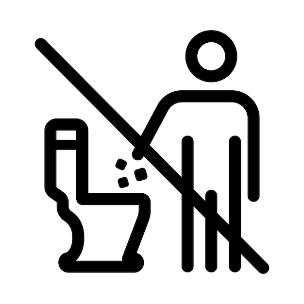 Do not throw trash in toilet Vector line no toilet littering icon Please do not litter in toilet sign Editable stroke