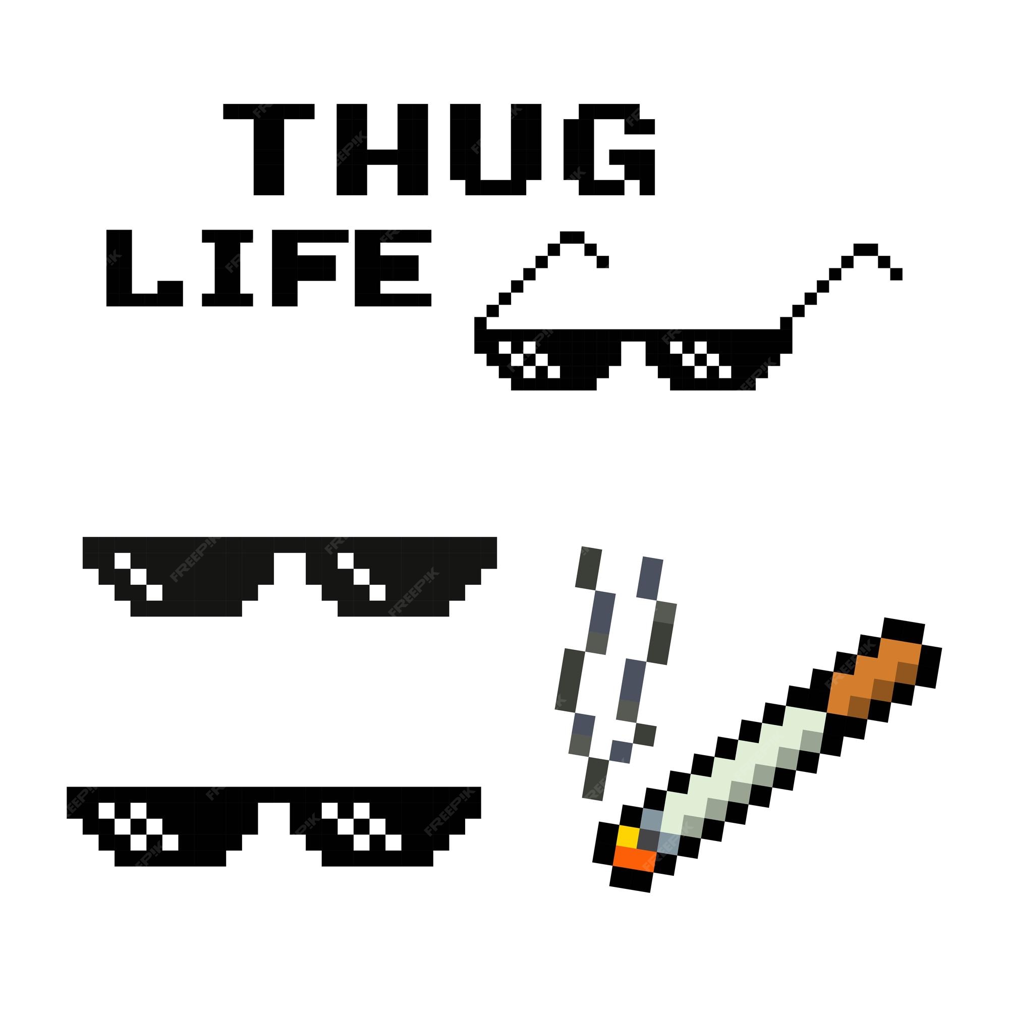 Premium Vector | Thug life sunglasses and cigarette pixel art