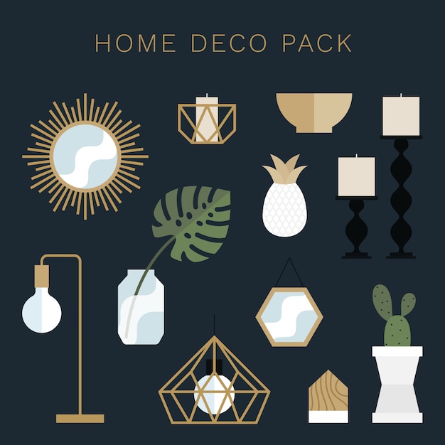 Vector thuis deco illustratie pack