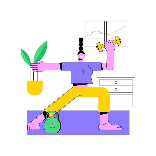 Thuis fitness geïsoleerde cartoon vectorillustraties