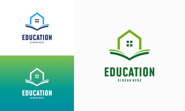 Thuis leren logo ontwerpen concept vector. home onderwijs logo sjabloon, onroerend goed symbool