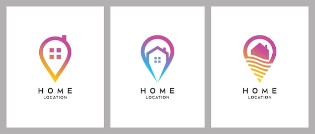 Thuislocatie pin-logo-ontwerp met unieke en creatieve ontwerpen