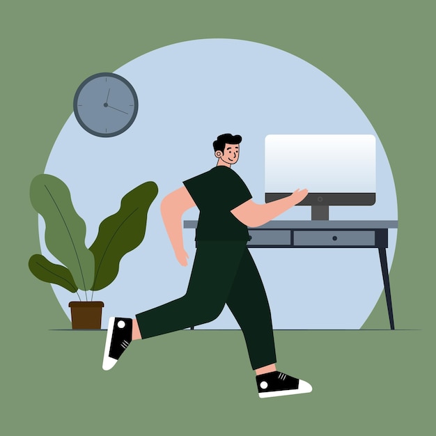 Thuiswerken coworking ruimte concept illustratie Jongeren man en vrouw freelancers werken