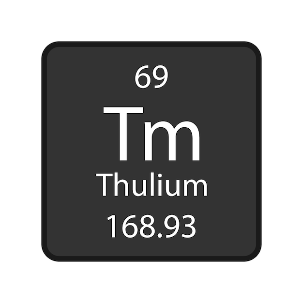 Thulium-symbool Scheikundig element van het periodiek systeem Vectorillustratie