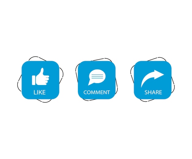 Thumb icon and comment and Share shape on social media