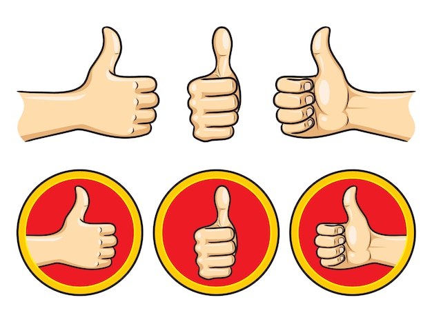 Vector thumb up cartoon set