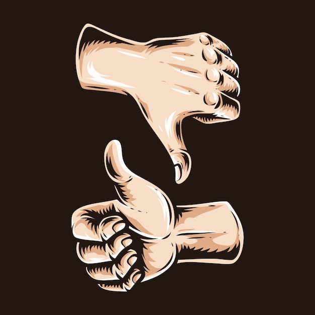 Vector thumb up and down vector sign