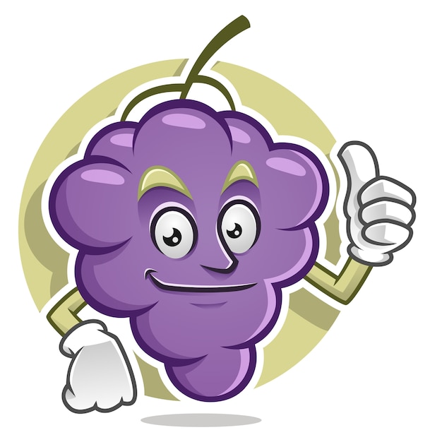 Vector thumb up grape mascot