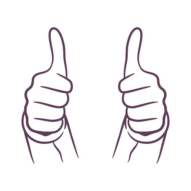 Vector thumb up hand gesture vector illustration, hands showing thumb up gesture