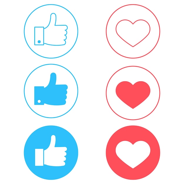 Thumb up heart icon Positive choice illustration symbol likes vector