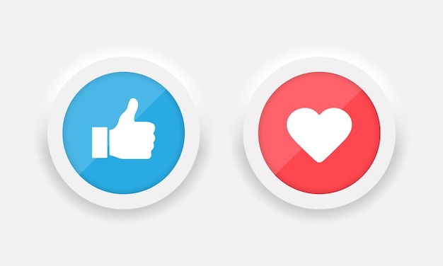 Thumb up and heart icon Vector like and love icon in neumorphism style Ready like and love button for website and mobile app Vector EPS 10