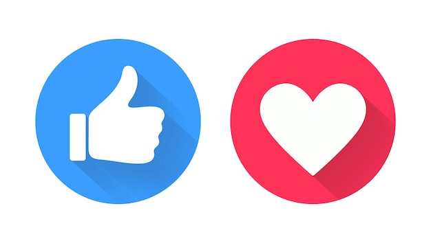 Thumb up and heart icon Vector like and love icon Ready like and love button for website and mobile app