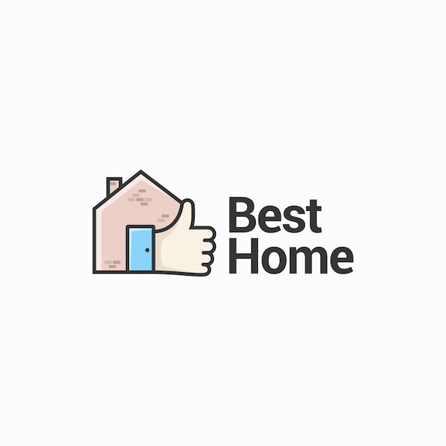 Thumb up with house illustration best home logo good icon design vector illustration