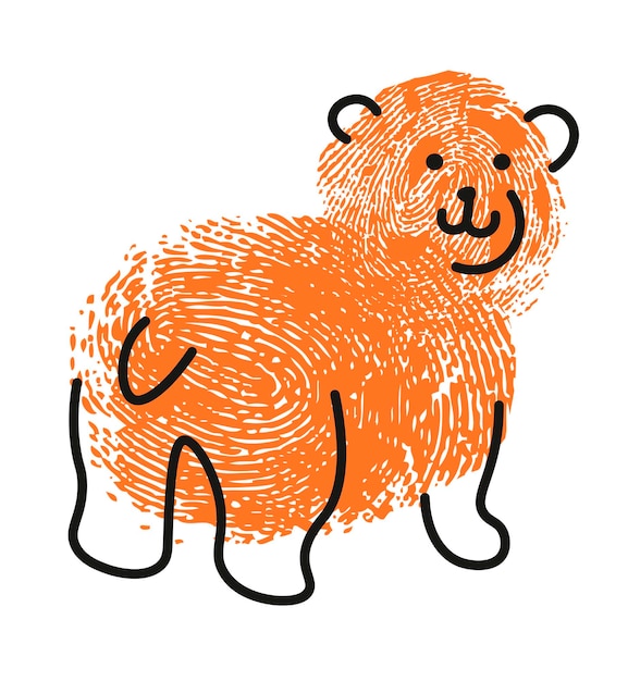 Thumbprint drawing of bear mammal animal portrait