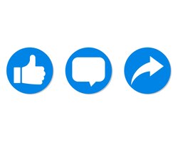 thumbs up and heart icon with repost and comment icons on a white backgroundvector illustration