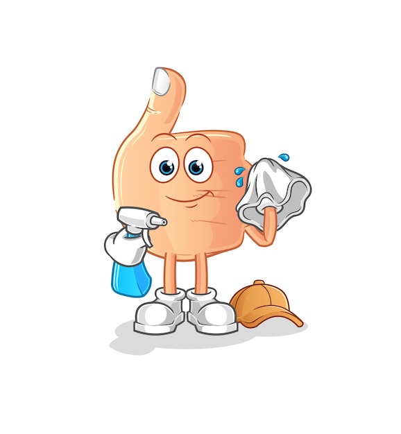 Thumbs up cleaner vector. cartoon character