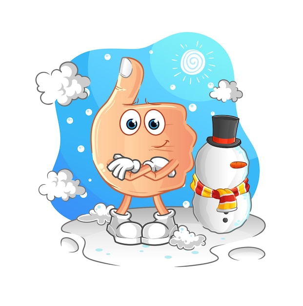 thumbs up in cold winter character. cartoon mascot vector