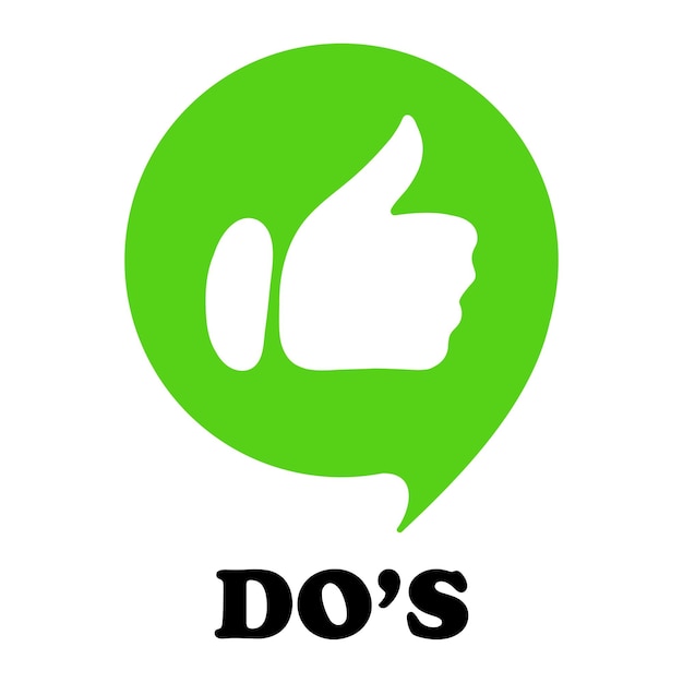 Thumbs up dos illustratie bevestiging als toestemming keuze evaluatie teken vragenlijst verslag lijst nieuwsbrief vector icoon voor zaken en reclame