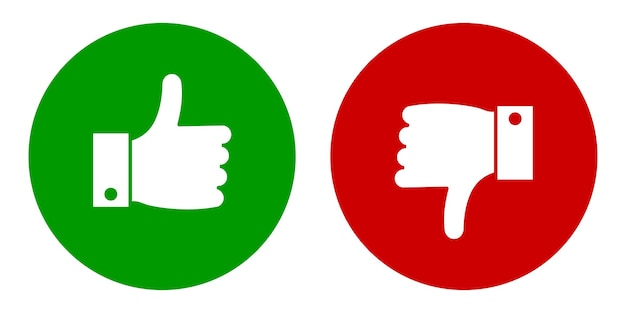 Thumbs up and down flat icon Positive and negative choice illustration symbol yes and no vector