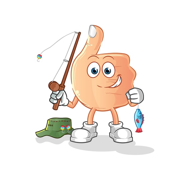 Thumbs up fisherman illustration. character vector