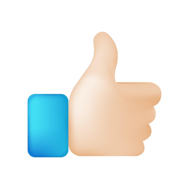 Thumbs Up Hand 3d render Sign Human Gesture Vector Symbol Emoticon Design