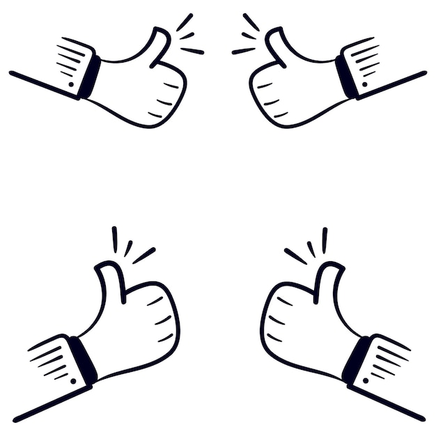 Thumbs up hand gesture line Special offer Best recommended product Ok and like icon hand drawing