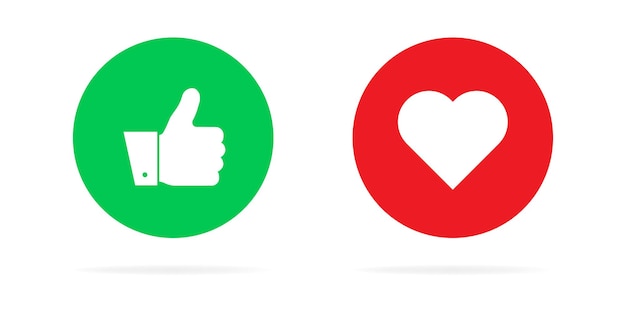 Thumbs up and heart icon on a white background. modern flat style illustration.