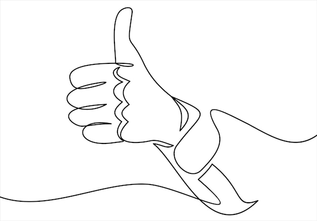 Vector thumbs up linecontinuous line drawing