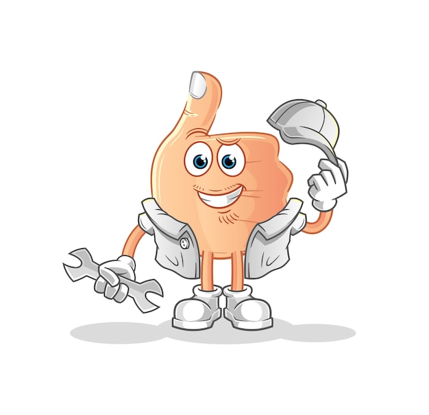 Thumbs up mechanic cartoon. cartoon mascot vector